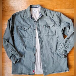 Levi’s Sherpa Button Up Shirt/Shacket Army Green Mens Size Large